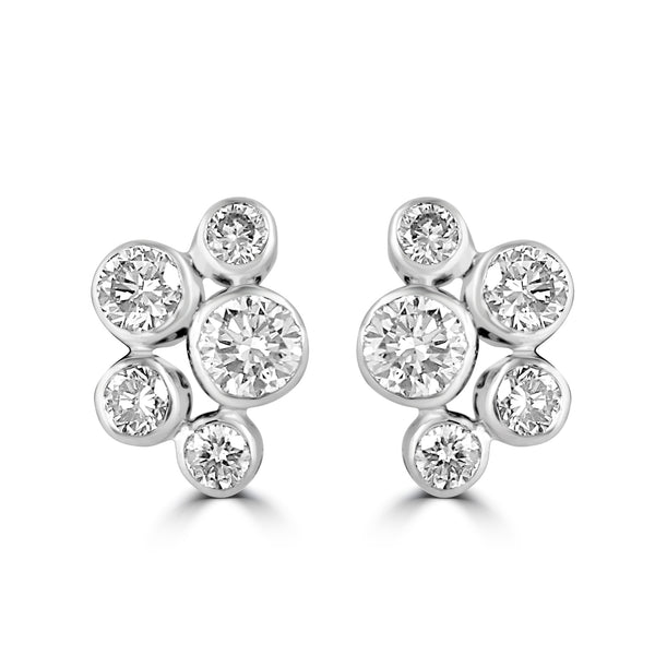 Platinum Round Brilliant Cut Diamond Earrings