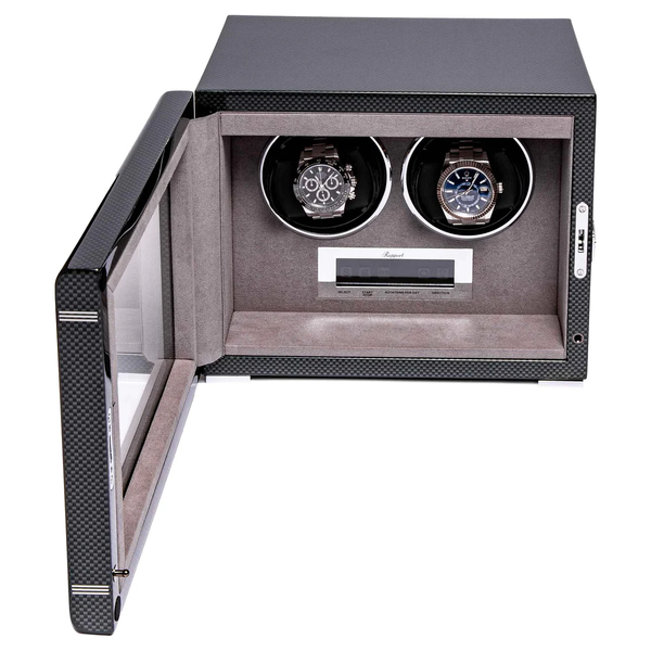 Rapport-Carbon-Fibre-Formula-Dual-Watch-Winder-W562-Open