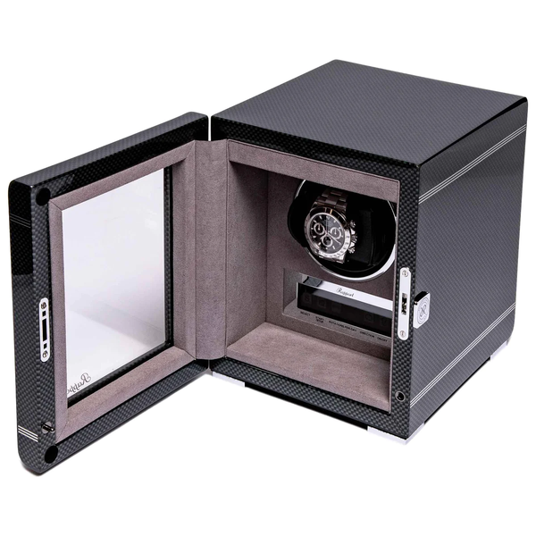 Rapport-Carbon-Fibre-Formula-Single-Watch-Winder-W561-Open