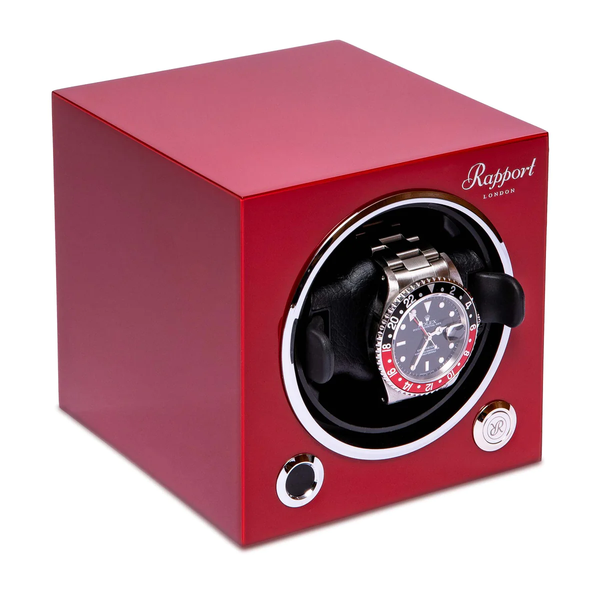 Rapport-Crimson-Red-Evo-Cube-Single-Watch-Winder-EVO43-Left