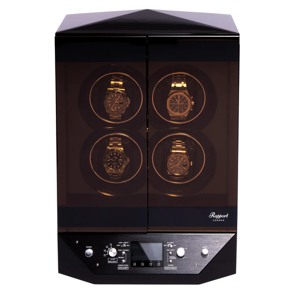 Rapport-Ebony-Black-Wooden-Templa-Quad-Watch-Winder-W300