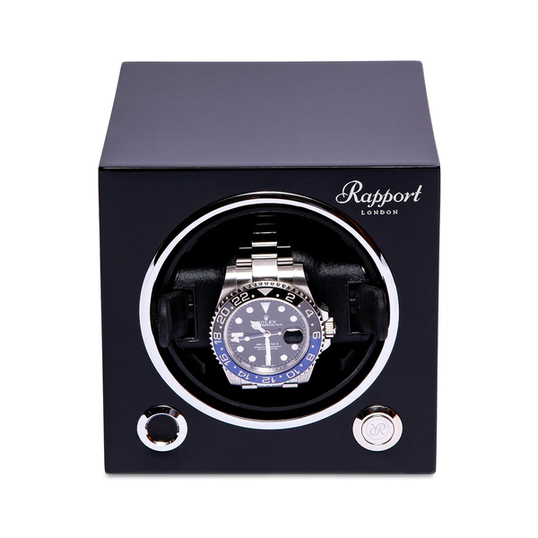 Rapport-Glossy-Black-Wooden-Evo-Cube-Single-Watch-Winder-EVO40