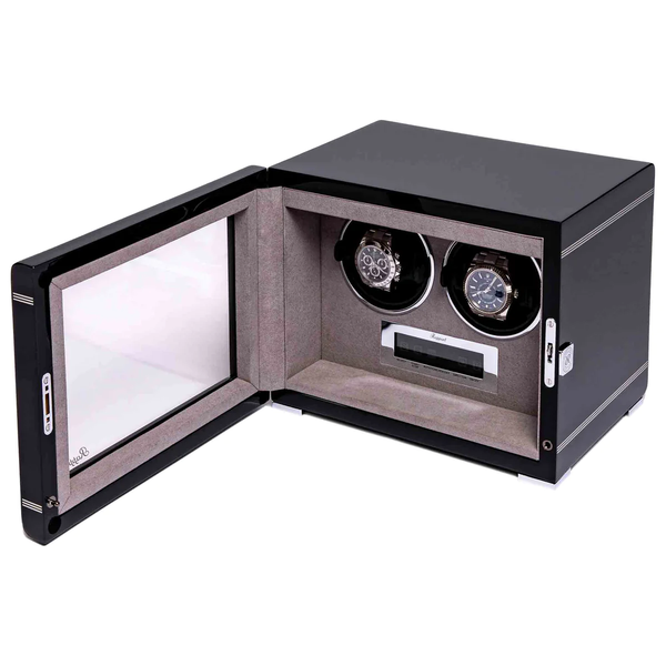 Rapport-Piano-Black-Wooden-Formula-Dual-Watch-Winder-W552-Open