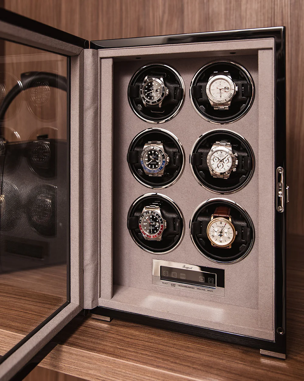 Rapport-Piano-Black-Wooden-Formula-Six-Watch-Winder-W556-Open-Display